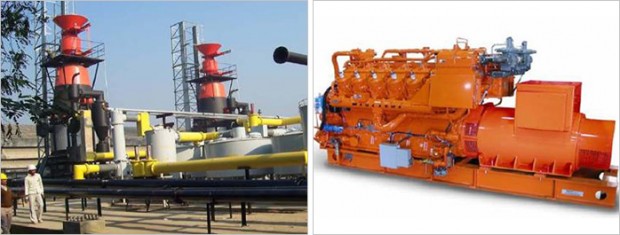 Gazéificateur de 2MW et moteur à gaz de 750 kW, photos Clenergen.