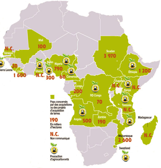 Carte des acquisitions de terres en Afrique
