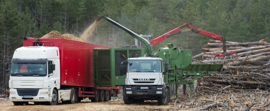 Chantier de déchiquetage de BC 48, photo BioEnergie Lozère