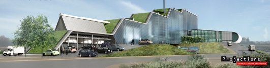 Incinérateur Flamoval en construction à Arques, Pas-de-Calais, illustration du cabinet Projections