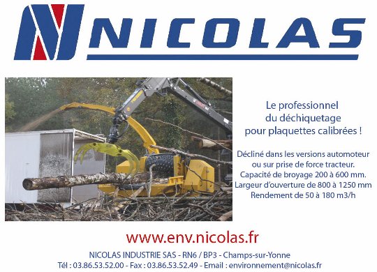 Nicolas Industrie, professionnel du déchiquetage pour plaquettes calibrées