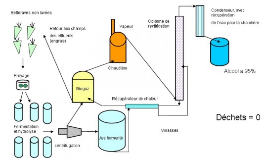Principe de production du Bétalcool, schéma ADER.ch