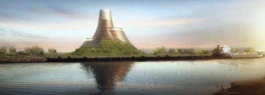 Représentation d'un projet de centrale électrique à la biomasse de 50 MWé en Angleterre, à Teesside