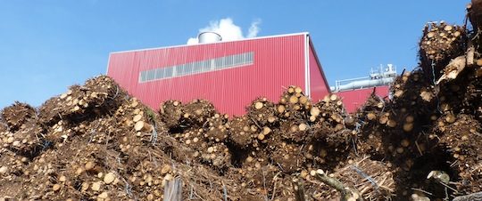 Centrale de cogénération alimentée en fagots de rémanents forestiers, photo Frédéric Douard