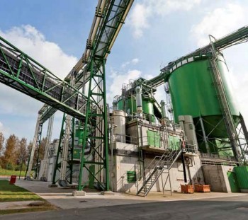 Stockage de granulés à la centrale de Rodenhuize en Flandre,180 MWé, photo Electrabel