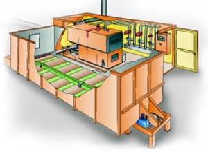 Eclaté d'une chaufferie conteneur Schmid avec silo à vérins