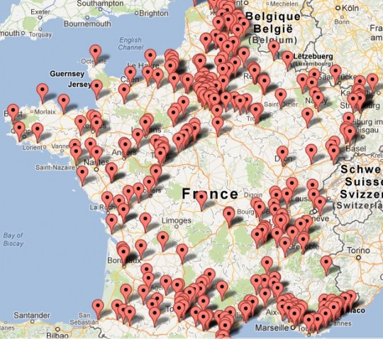 Carte des stations-services délivrant du Superéthanol E85 en France