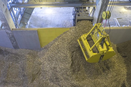 Le silo à bois dispose d'une grappin automatique, photo Ville d'Angers
