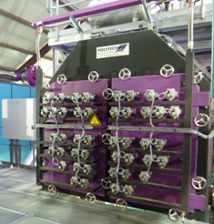 Vue sur l’échangeur de chaleur et ses ramoneurs pneumatiques, photo Polytechnik