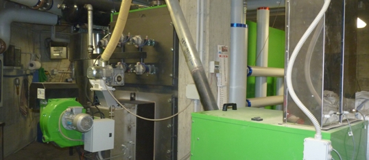 Chaudière Osa en habitat collectif, équipée d'un brûleur à granulés Termcabi de 1 MW