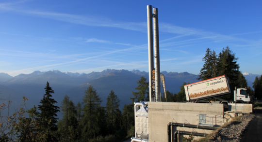 Chaufferie à granulés de bois de Anzère dans le Valais, photo CBA