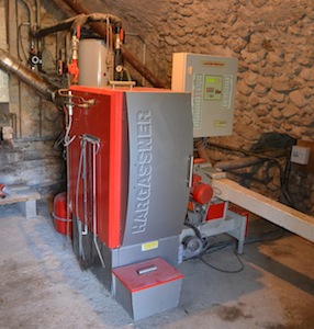 La chaudière Hargassner de la maison d'habitation, photo Frédéric Douard