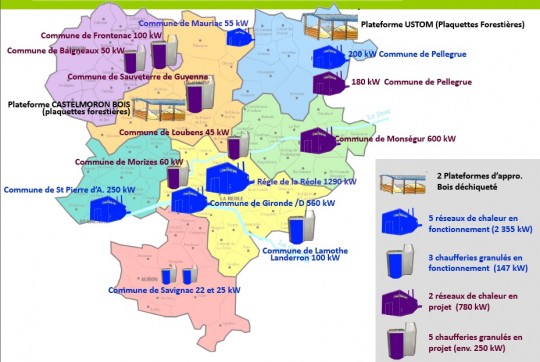 Cartes des réalisations et projets à la fin 2013 - Cliquer pour agrandir