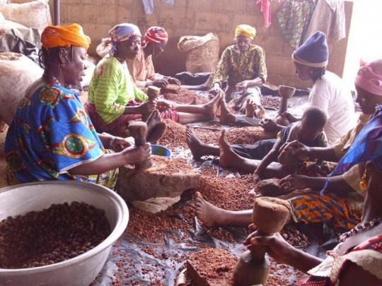 Concassage manuel des amandes de karité, photo E.S. Noumi, Cirad