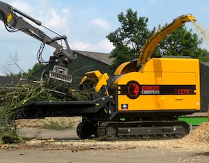 La déchiqueteuse Europe Chippers C1175 sur chenilles en version branches