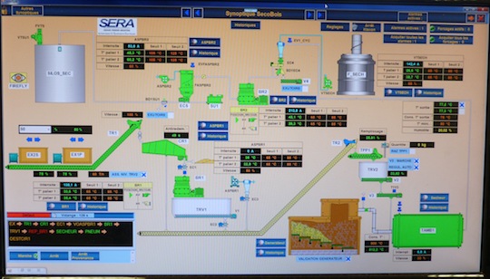 Synoptique du logiciel AltéSOFT Bioenergie chez Secobois, photo Frédéric Douard