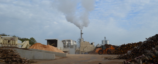 Usine Biosyl vue de son parc à bois, photo Frédéric Douard
