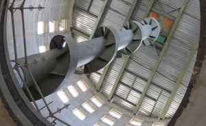 Vue de l'intérieur d'un silo avec sa spirale de chute, photo OPG