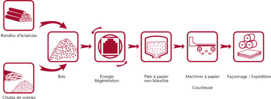 Processus de fabrication du papier Kraft, schéma Gascogne Paper - Cliquer sur l'image pour l'agrandir.