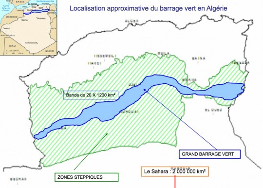 Carte du barrage vert algérien, Ali Dakiche, Université de Oran