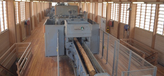 La ligne de sciage par canter de la scierie Farge, photo Frédéric Douard