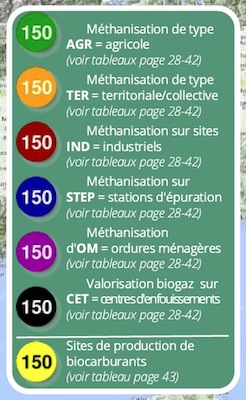 Codes couleurs sur la légende de l'Atlas