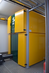 Dans le conteneur TIGR, la chaudière KWB de 200 kW, photo Frédéric Douard
