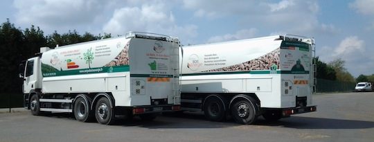 Les deux camions souffleurs Transmanut avec pesée embarquée, photo ABE