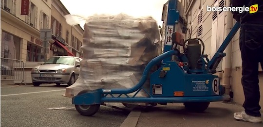 Chariot embarqué électrique Tansmanut spécial bois-énergie