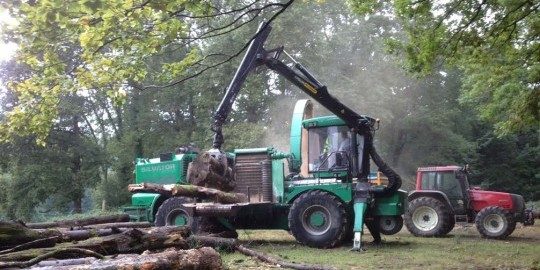 Déchiquetage de perches avec le Silvator de Albach, photo Loreki