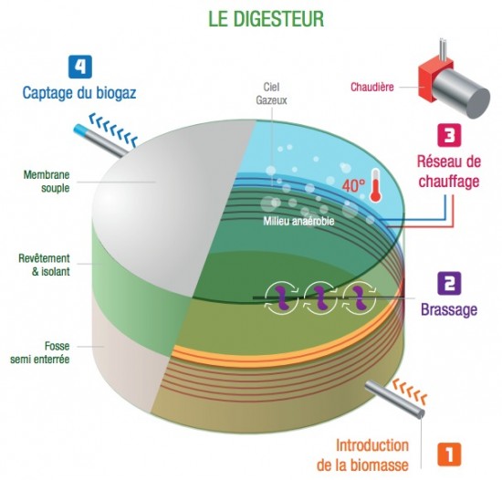 Schéma de principe du digesteur de Liffré, crédit GrDF