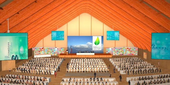 Salle plénière de la COP 21 au Bourget, photo SGCOP21