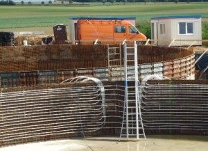 Construction de cuves traditionnelles en béton, photo Bio-Dynamics