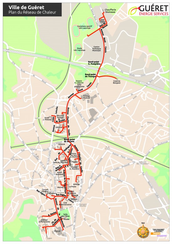 Tracé du tout nouveau réseau de chaleur de Guéret