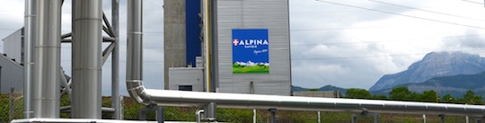 Départ du réseau depuis la chaufferie de Bissy et le client vapeur Alpina, fabricant local de pâtes alimentaires, photo Frédéric Douard