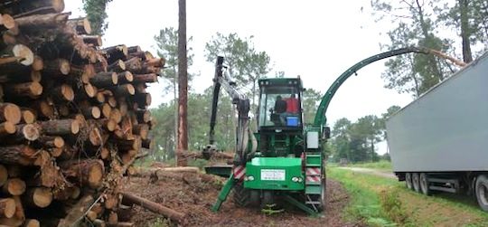 Production de plaquettes forestières, photo EDT