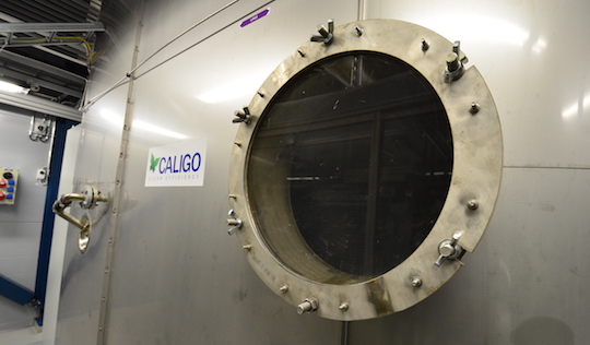 Hublot de contrôle dans le condenseur Caligo de Kauhava, complètement réalisé en inox spécial, photo Frédéric Douard