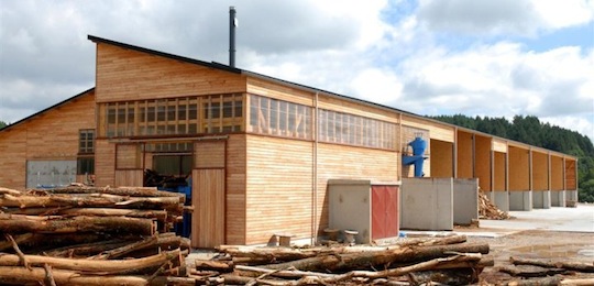 Installations de séchage de bûches et bois déchiqueté dans la Loire, photo Sylveo