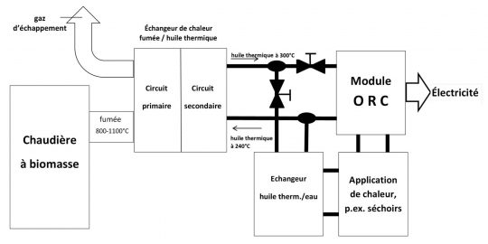 Figure 3 - ORC et chaudière à biomasse, schéma Novid