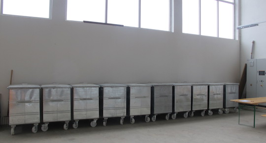 Le stockage des conteneurs à particules à Münchwilen, photo EBS