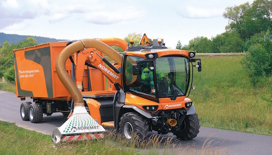 Le VSV permet de faucher et récolter la biomasse des bas-côtés routiers pour la méthanisation, photo Noremat