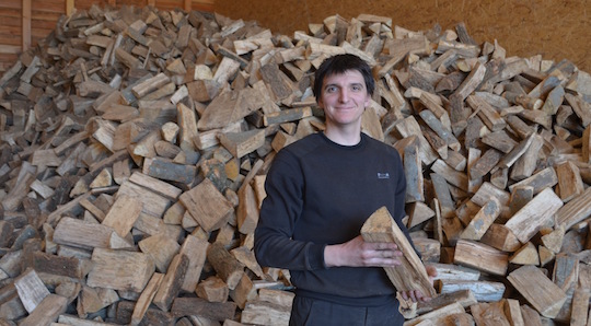 Grange Avec La Pile De Bois De Chauffage Avec La Pile Des Rondins