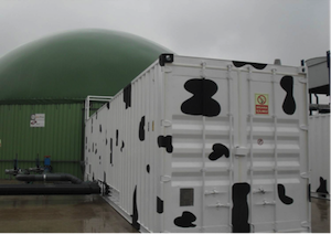 Unité Compact Plus avec son conteneur de cogénération, photo BioGas Plus BV