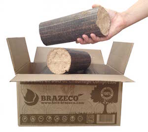 Les bûches BRAZECO dans leur emballage écologique