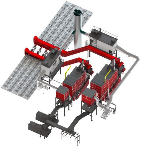 Schéma 3D de la chaufferie bois de Caen, crédit Weiss - Cliquer sur l'image pour l'agrandir.