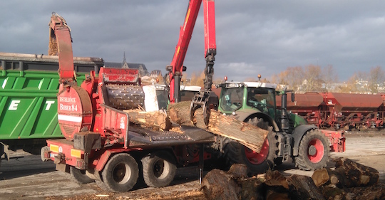 Chantier de déchiquetage Agribois, photo Agribois