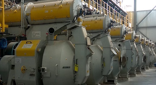 Presses à granulés de bois Promill chez Colombo Energy à Greenwood aux Etats-Unis, photo Promill