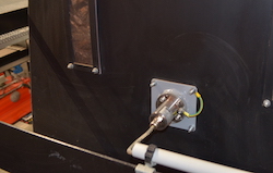 Sonde de mesure en continu de l'humidité du bois dans le sas d'alimentation d'une chaudière, photo Frédéric Douard