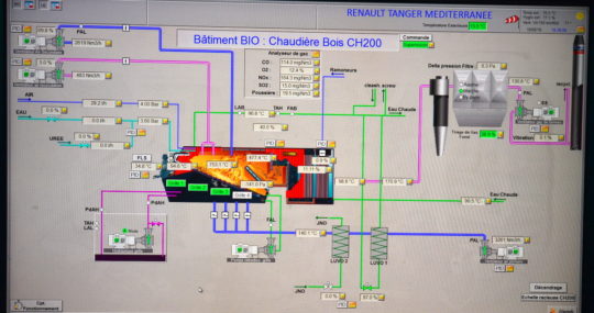Ecran de supervision de l'une des chaudières VYNCKE, photo Frédéric Douard