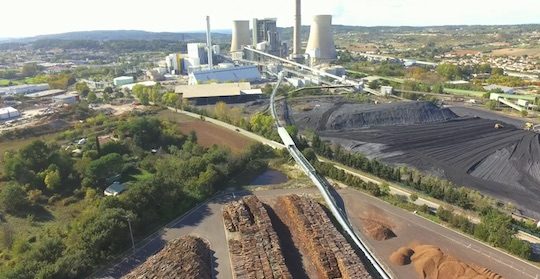 Vue du Curvoduc reliant la station de déchiquetage de la Mounine à la centrale, photo RBL-REI